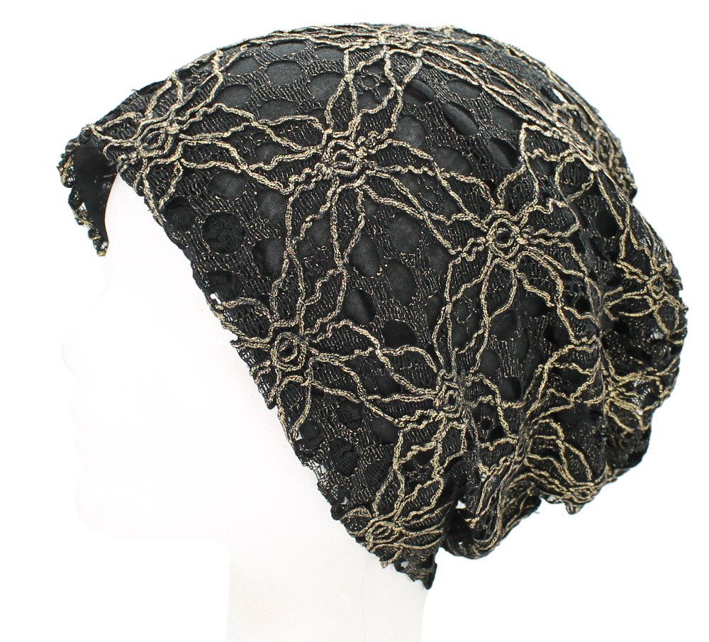 dy_mode Beanie Elegante Damen Beanie Mütze mit Goldfaden und Pailletten günstig online kaufen