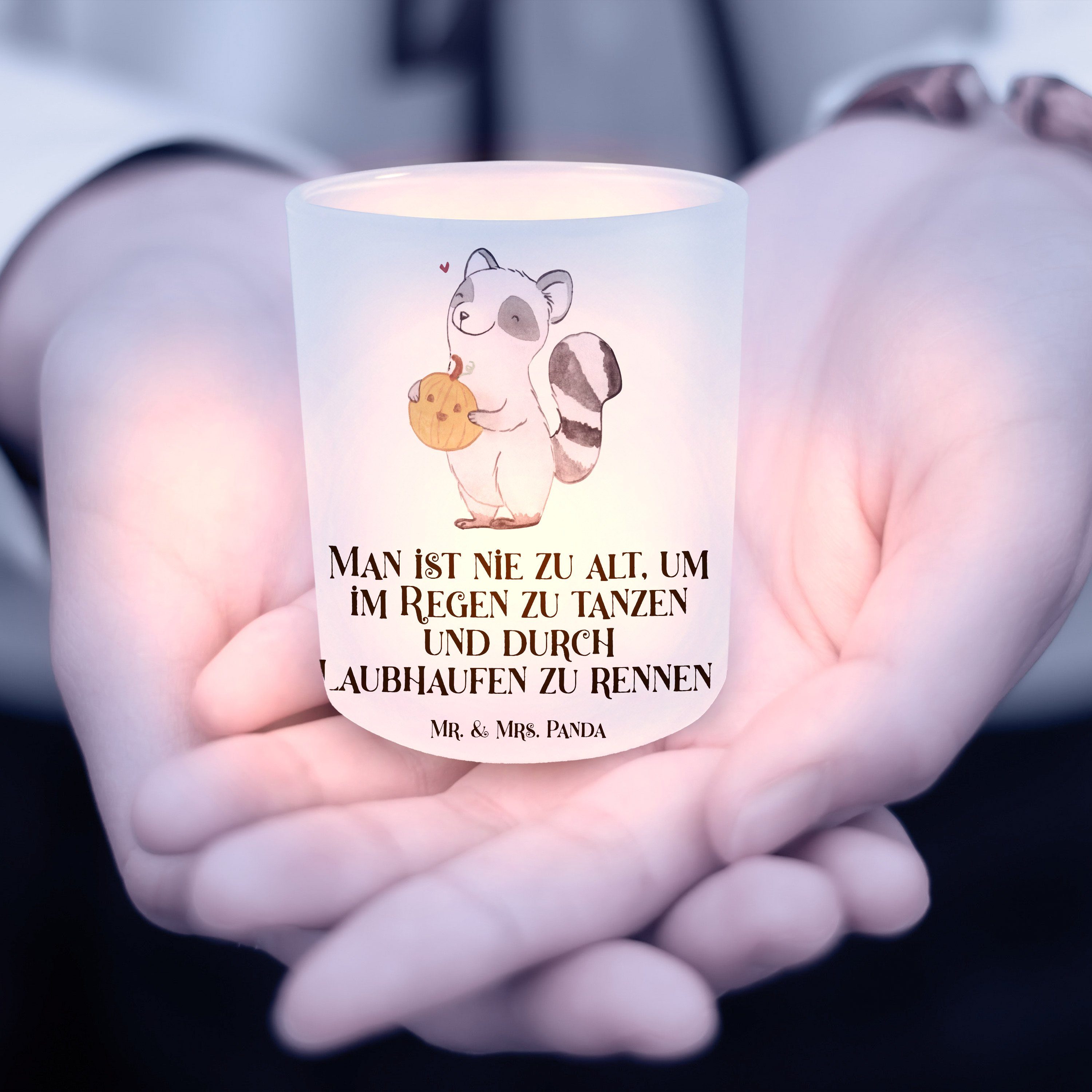 Geschenk, Geschenke, Windlicht Transparent & Mr. (1 - Waschbär St) - Mrs. Mart Dekoration, Panda Kürbis