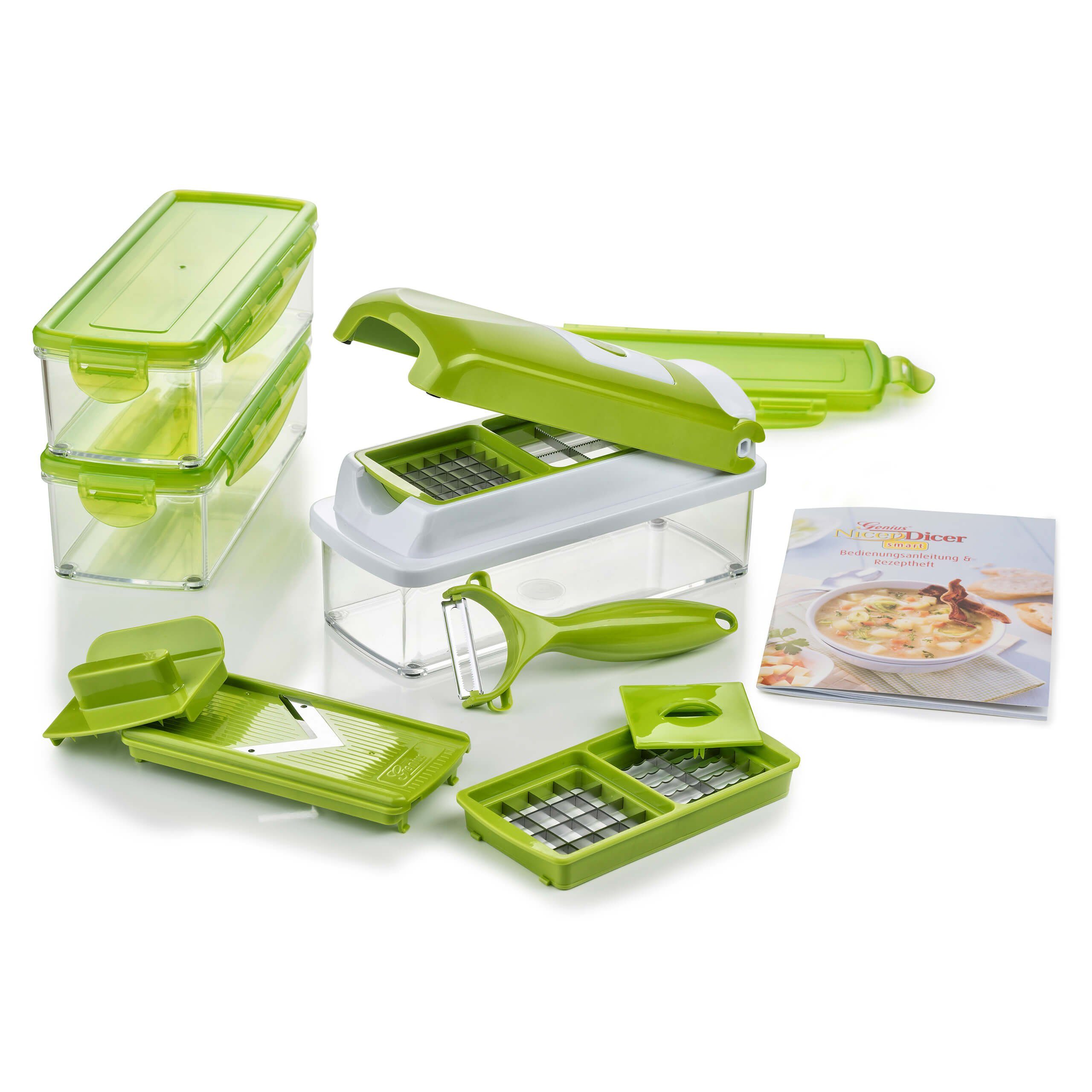 Genius Gemüseschneider Nicer Dicer smart, 13tlg. Gemüseschneider für Würfel, Stifte, Scheiben