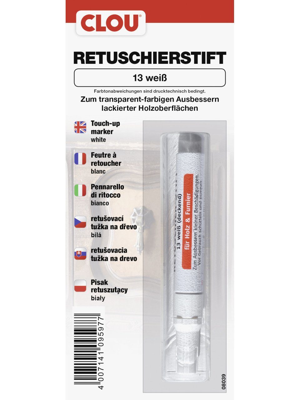 Holzlack Clou Retuschierstift weiß