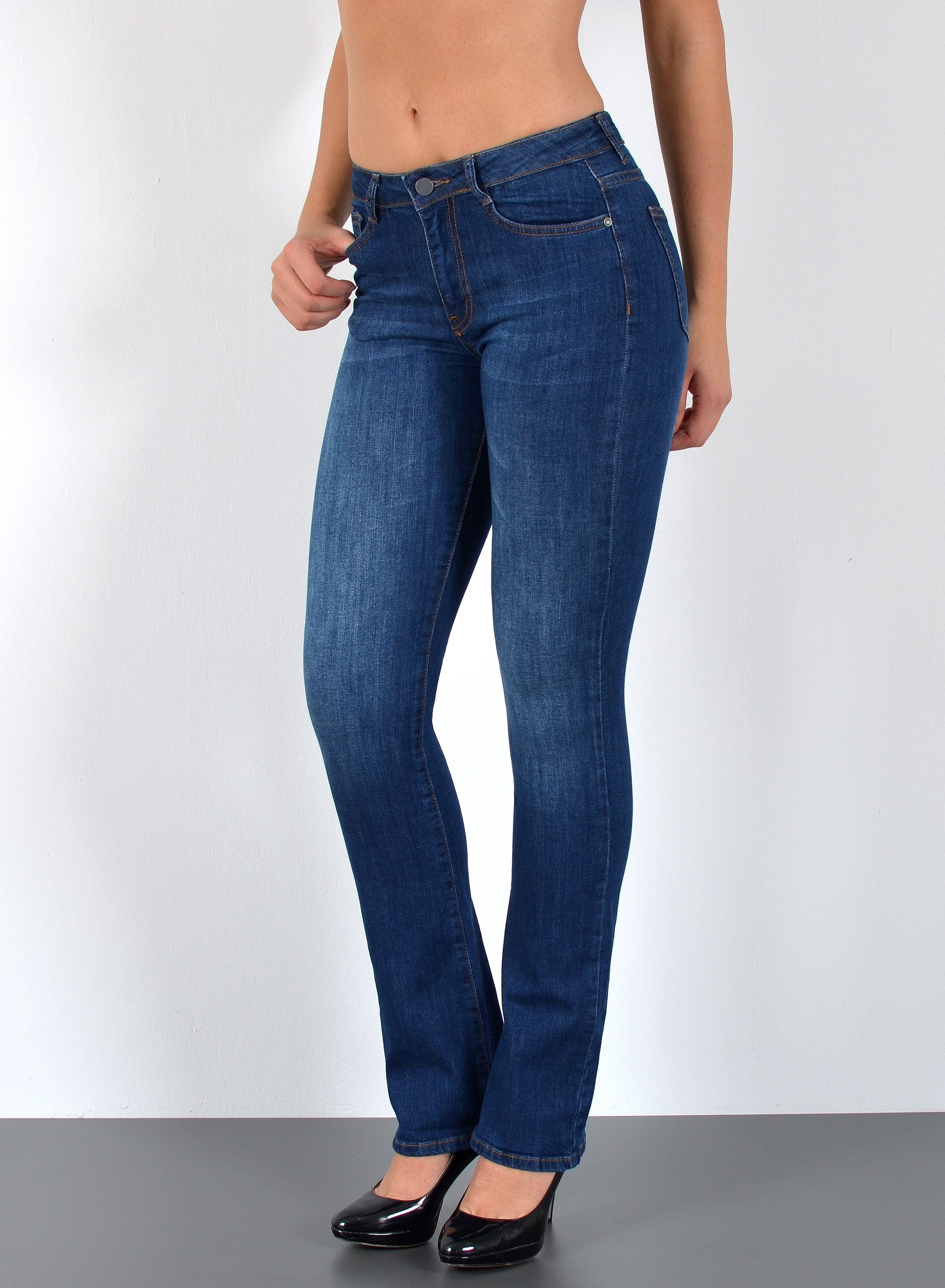 ESRA Bootcut-Jeans »B100« Damen Bootcut Jeans Hose, Damen Bootcut Jeans  High Waist, bis