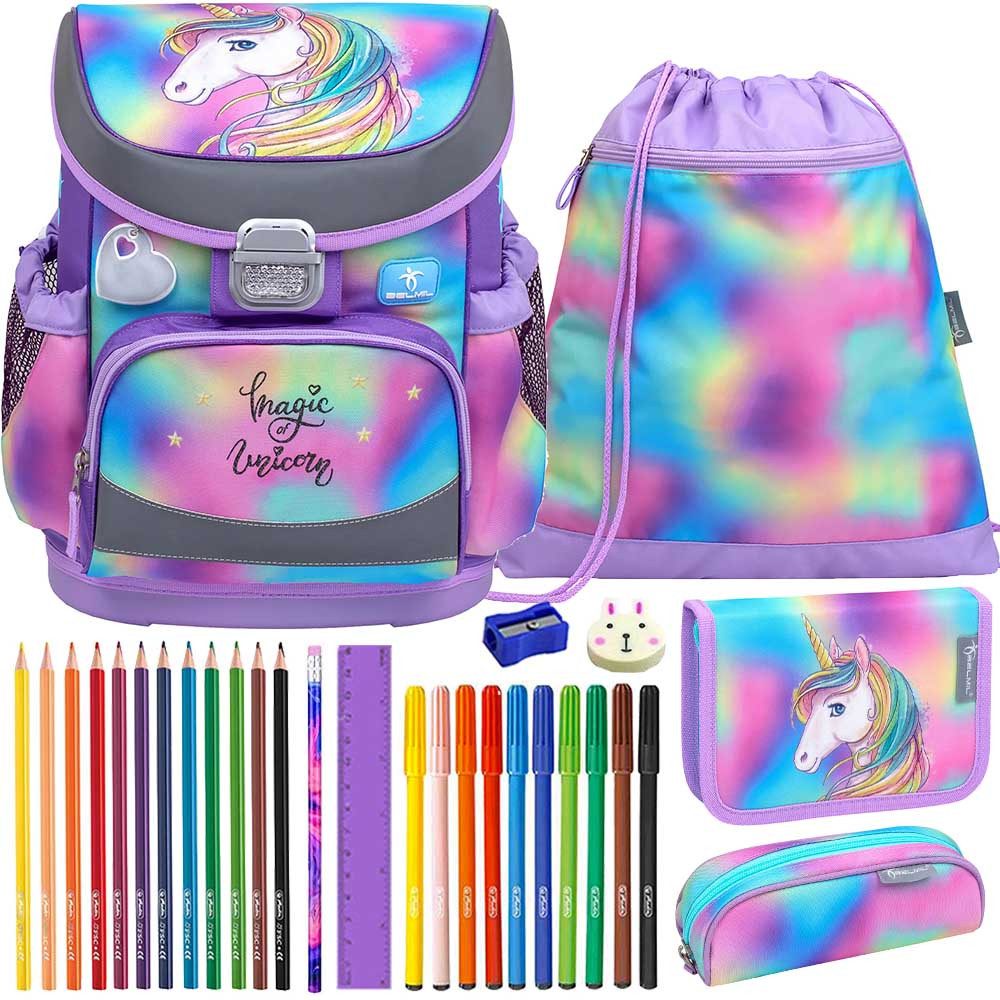 Belmil Schulranzen Set Mini Fit 10-teilig 2025 Mädchen Rainbow Color Mane