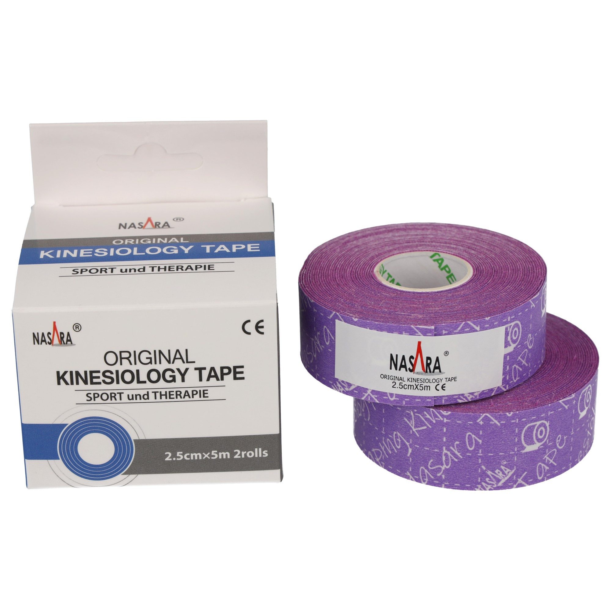 NASARA Kinesiologie-Tape 2,5cm x 5m - 2 Rollen in 9 Цвета(ов)