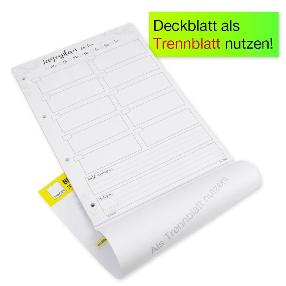 TimeTEX Notizblock Block Tagesplan A4 "Mein Schultag", 50 Blatt