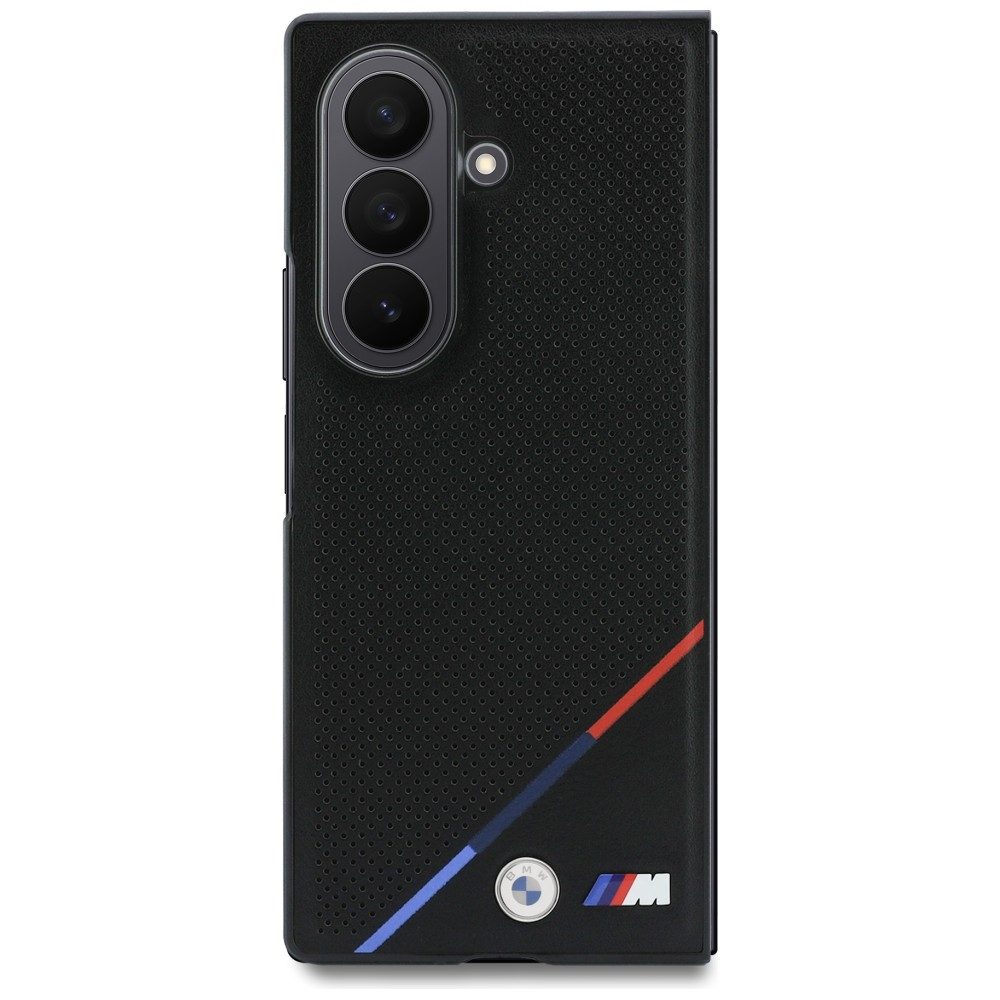 BMW Handyhülle Schutzhülle Hartschale Smartphonehülle, MagSafe, Metalllogos, perforiertes Kunstleder