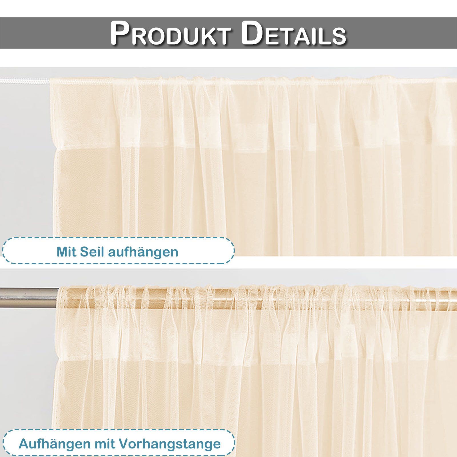 Sunicol Moskitonetz Outdoor Vorhang, Moskitonetz für Pavillon, fliegengitter Transparent (1 St), Gardinen DIY Sichtschutz Sonnenschutz für Balkon Terrassen