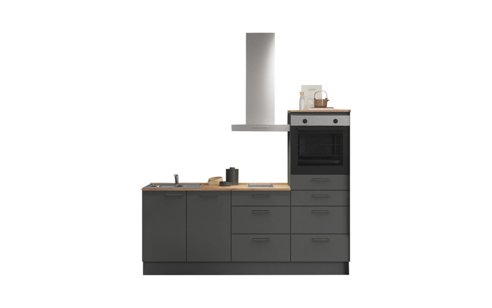 nobilia® Küchenzeile Gran, individuell anpassbar, gratis Küchenplanung mit Profis, (Breite 210 cm), vormontiert, wahlw. mit E-Geräten, inkl. Lieferung