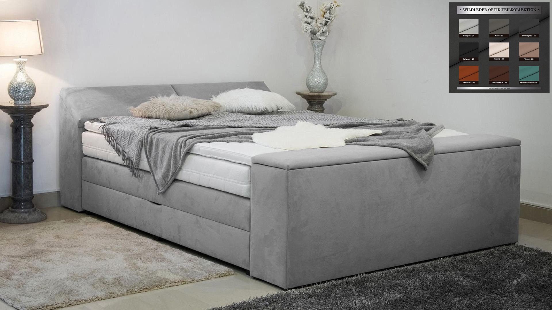 PAARA Boxspringbett Dubai mit Bettkasten Kopfteil Fußteil Stauraum, inkl. Matratze und Topper, mit einzigartigem Belüftungssystem