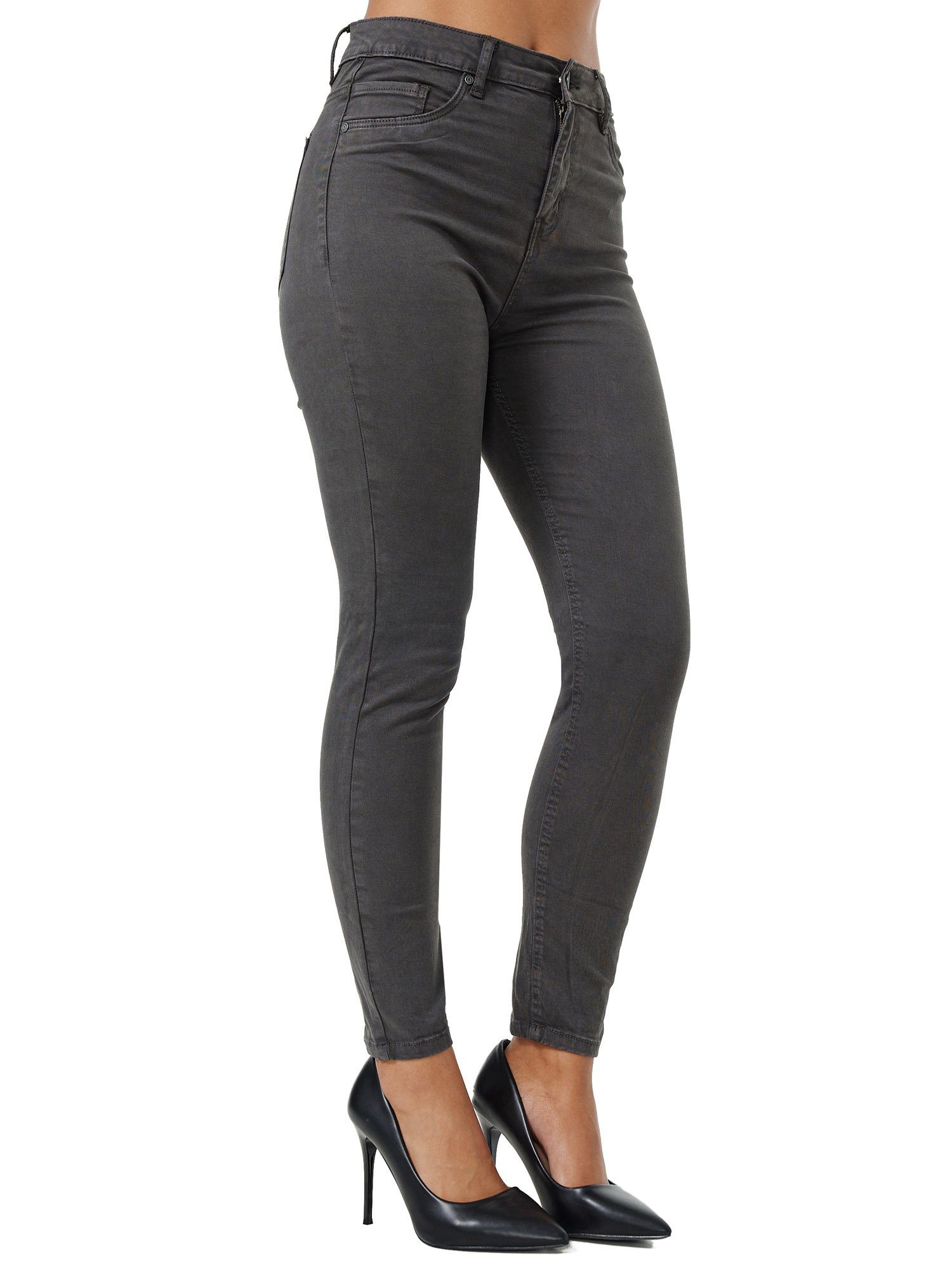 Tazzio Skinny-fit-Jeans Rise Damen anthrazit Jeanshose High F103