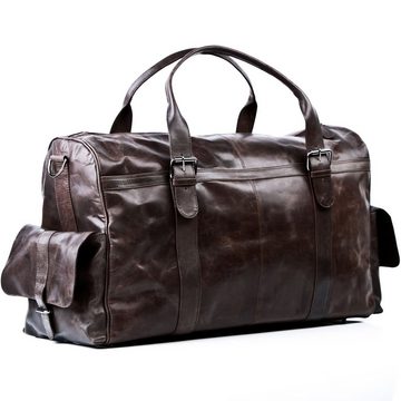 FEYNSINN Reisetasche Leder Weekender Unisex ASHTON, Echtleder Reisegepäck für Damen & Herren, Sporttasche XL braun