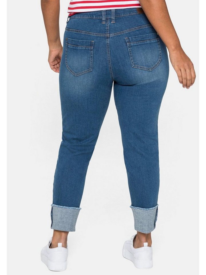 Sheego Stretch-Jeans Große Größen mit Destroyed-Effekten und Saumumschlag