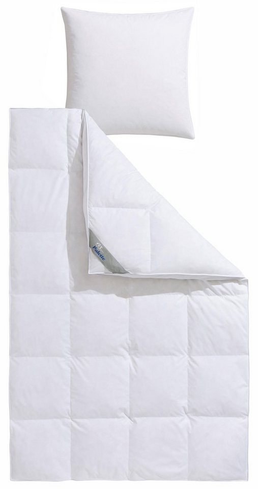 Balette Daunenbettdecke + Kopfkissen Lena, Bettwaren-Set für Sommer & Winter, Füllung: 100% Federn, Bezug: Baumwolle, Bettwaren-Set 135x200/155x220 cm + Kissen, Made in Germany