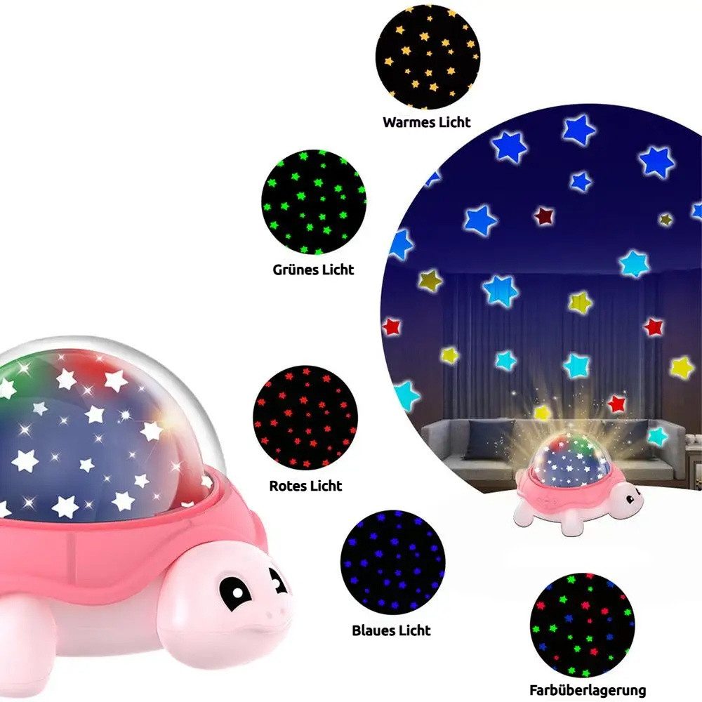 VIVIHEYDAY LED Nachtlicht Kinder Sternenhimmel Projektor, Schildkröten Design Mit 5 Farben, Schlafumgebung Kinderzimmer Party Wohnheim Weihnachten