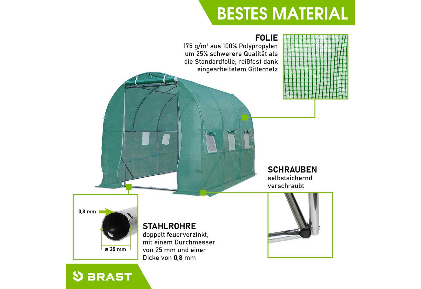 BRAST Foliengewächshaus Gewächshaus mi... BRAST Foliengewächshaus Gewächshaus mi...