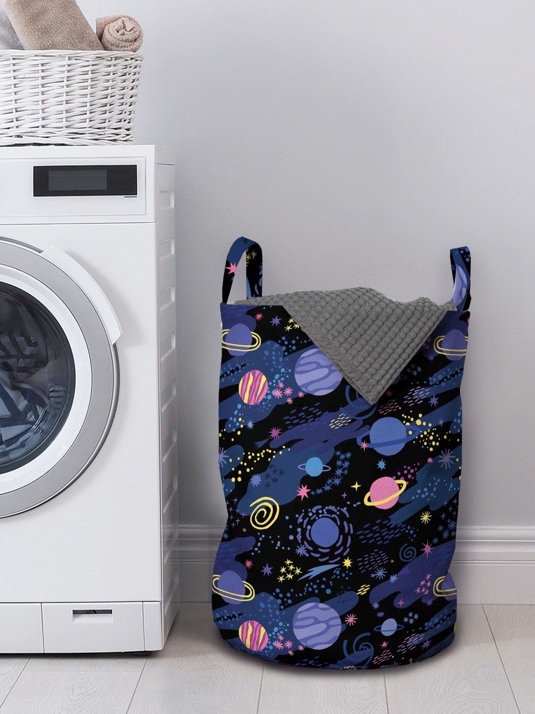 Griffen Wäschekorb Kordelzugverschluss Wäschesäckchen für Waschsalons, Abakuhaus mit Weltraum kosmischen Planeten Galaxis