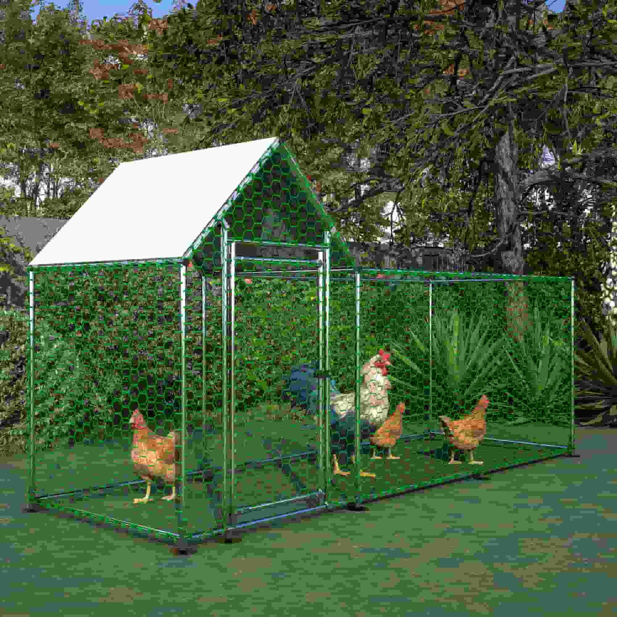 ANYSUN Hühnerstall Freilaufgehege, Metall Hühnerhaus Voliere mit Auslauf, Großes Außengehege für Hühner im Garten mit stabilem Metallrahmen