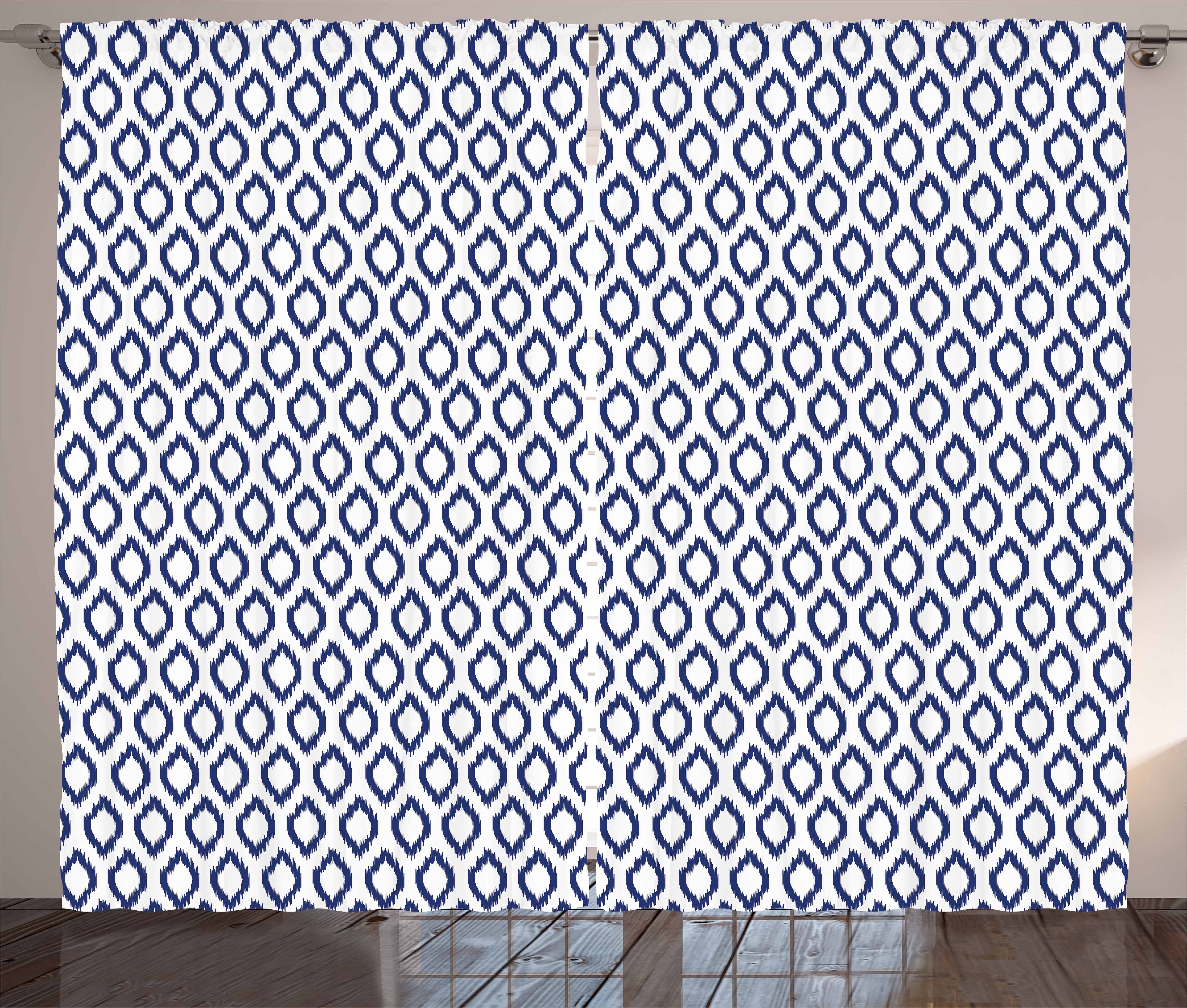 Gardine Schlafzimmer Kräuselband Vorhang Eastern Haken, Ikat Abakuhaus, mit und Schlaufen Verzierung Blaue