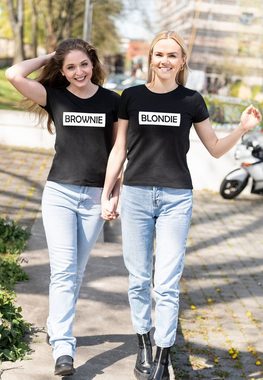 Couples Shop T-Shirt Blondie & Brownie Damen Beste Freunde T-Shirt mit lustigem Spruch Print