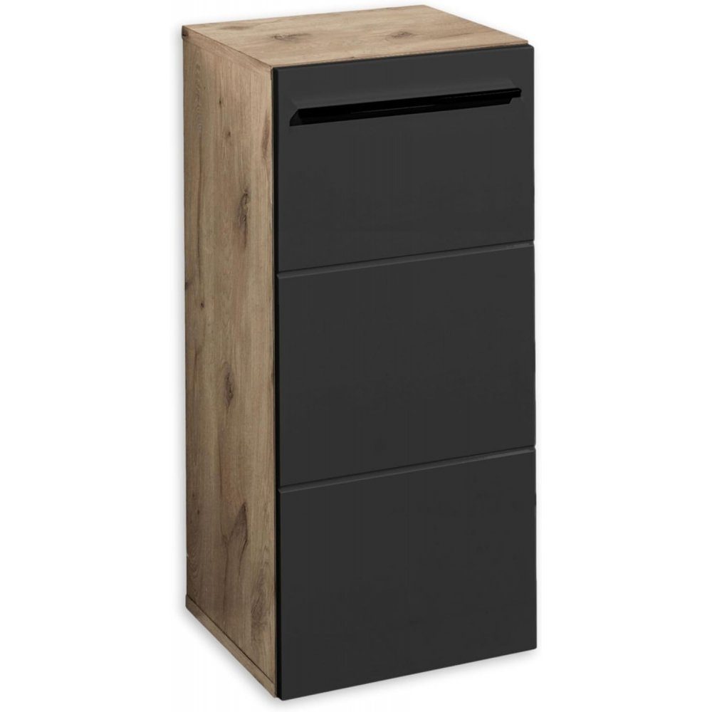 Bega Consult Badezimmerspiegelschrank Seitenschrank VISTA Badschrank Kommode in Viking Oak / Schwarz