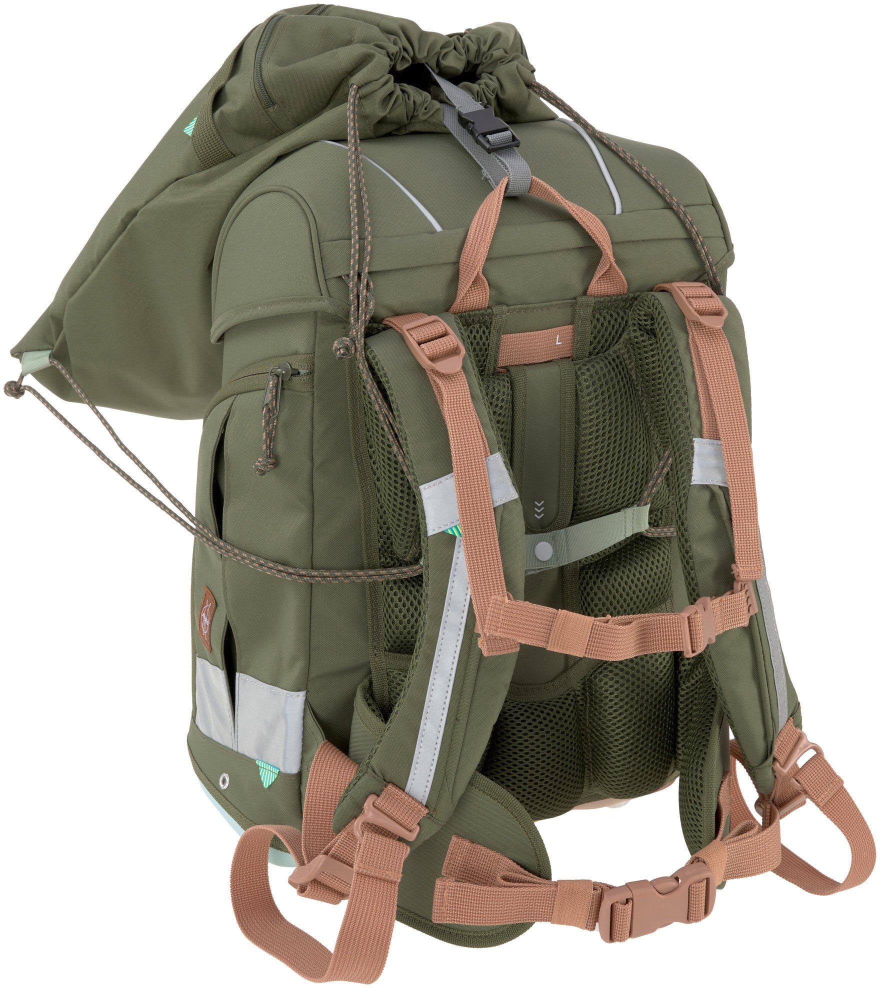 LÄSSIG Schulranzen Unique, Boxy, Olive (Set, 7-tlg), PETA-approved vegan; aus recyceltem Material