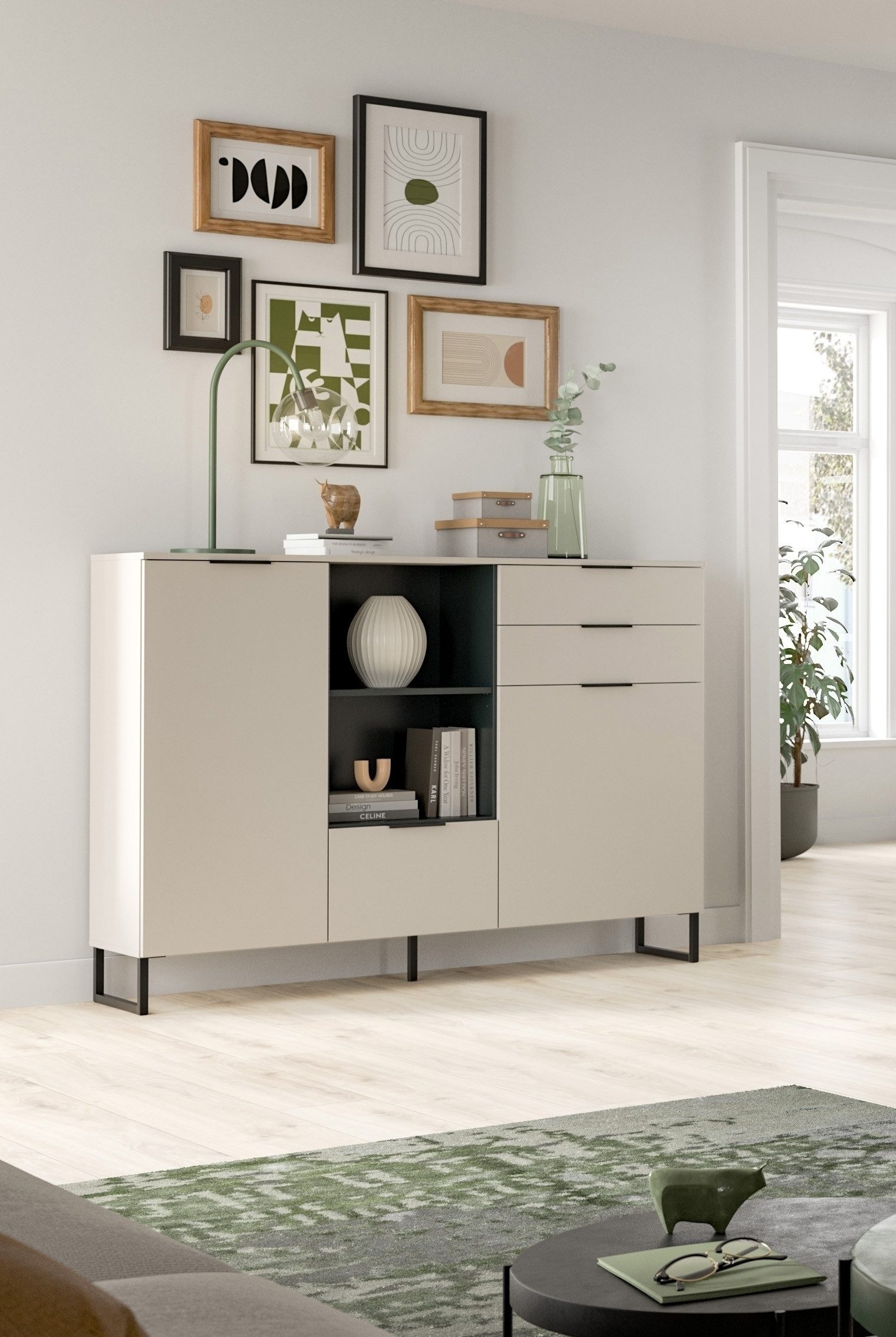 freiraum Highboard Noida, in kaschmir - 112x150x37cm (BxHxT)
