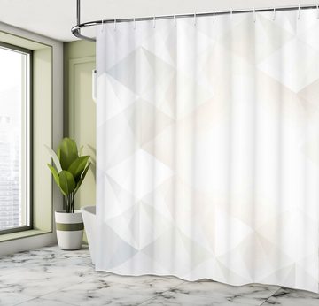 Abakuhaus Duschvorhang Moderner Digitaldruck mit 12 Haken auf Stoff Wasser Resistent Breite 175 cm, Höhe 180 cm, Grau und Weiß Polygon Moderne