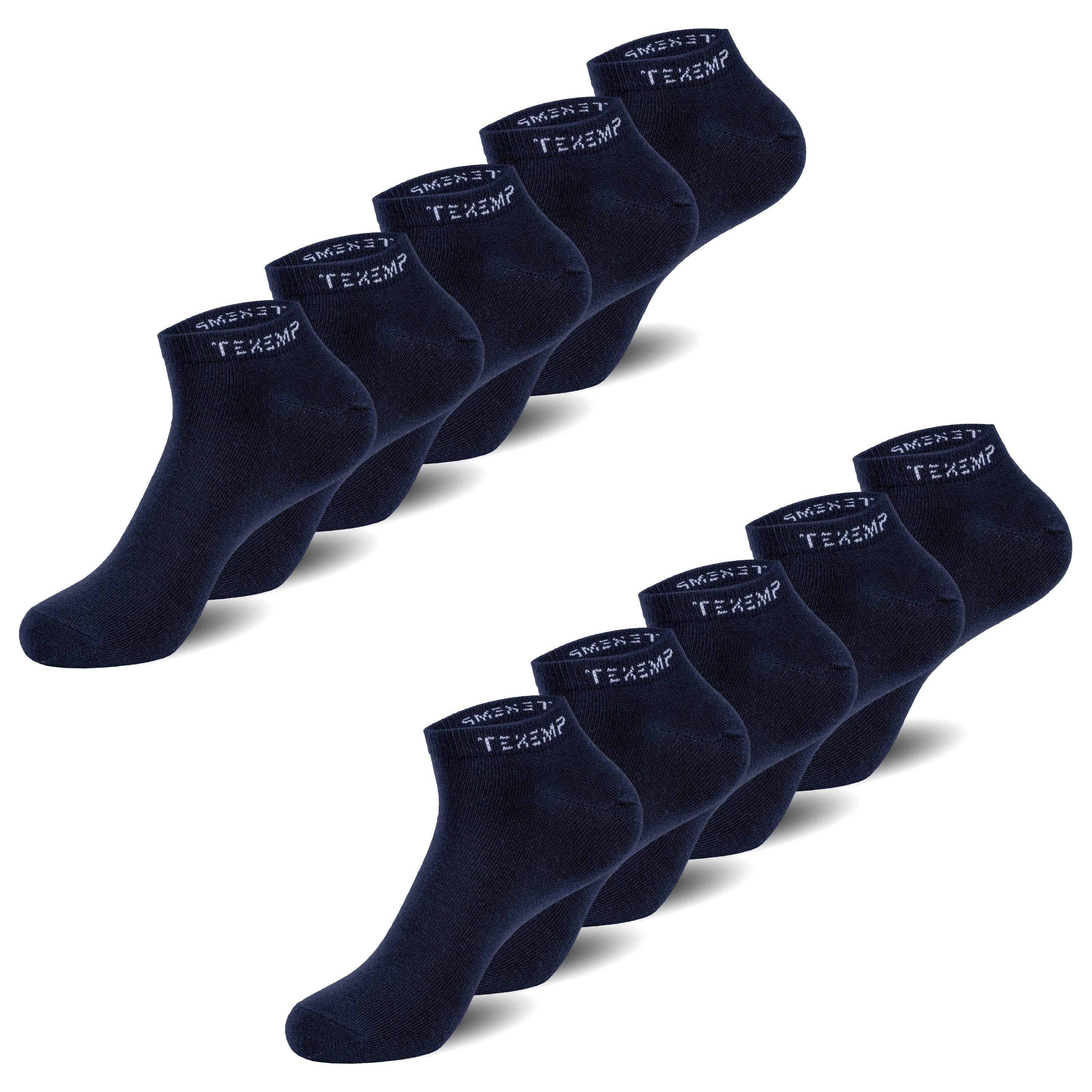 TEXEMP Sneakersocken 10 Paar Sneaker Socken Damen & Herren Baumwolle Freizeit Sport Kurz (Packung, 10-Paar, 10 Paar) Robust & Langlebig Blau