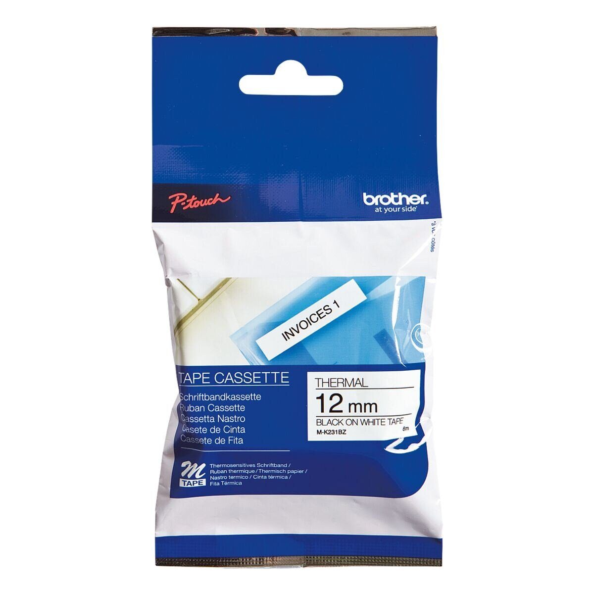 Brother Beschriftungsband M-K231, M-Tape 12 mm x 8 m, für P-Touch
