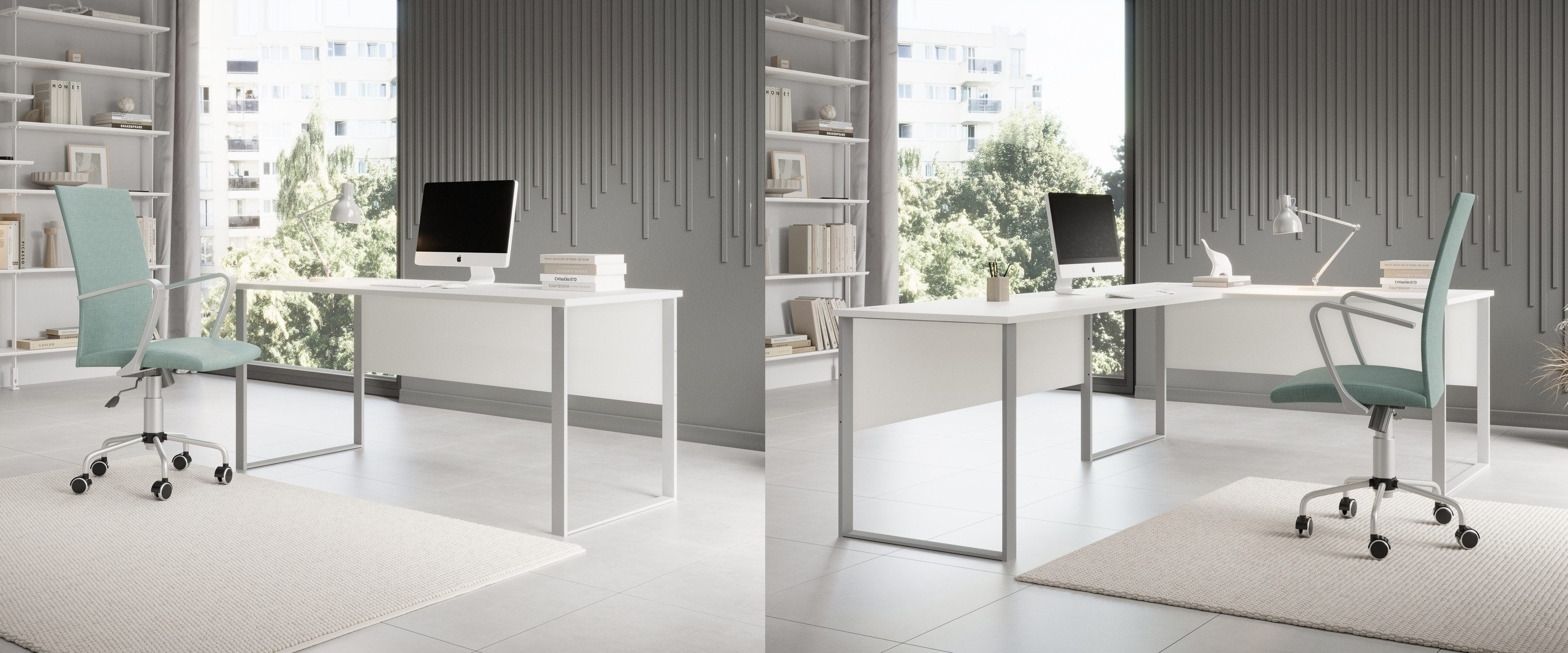 Bega Consult Schreibtisch in Weiß, Melamin und Metall - 170x77x73cm (BxHxT)