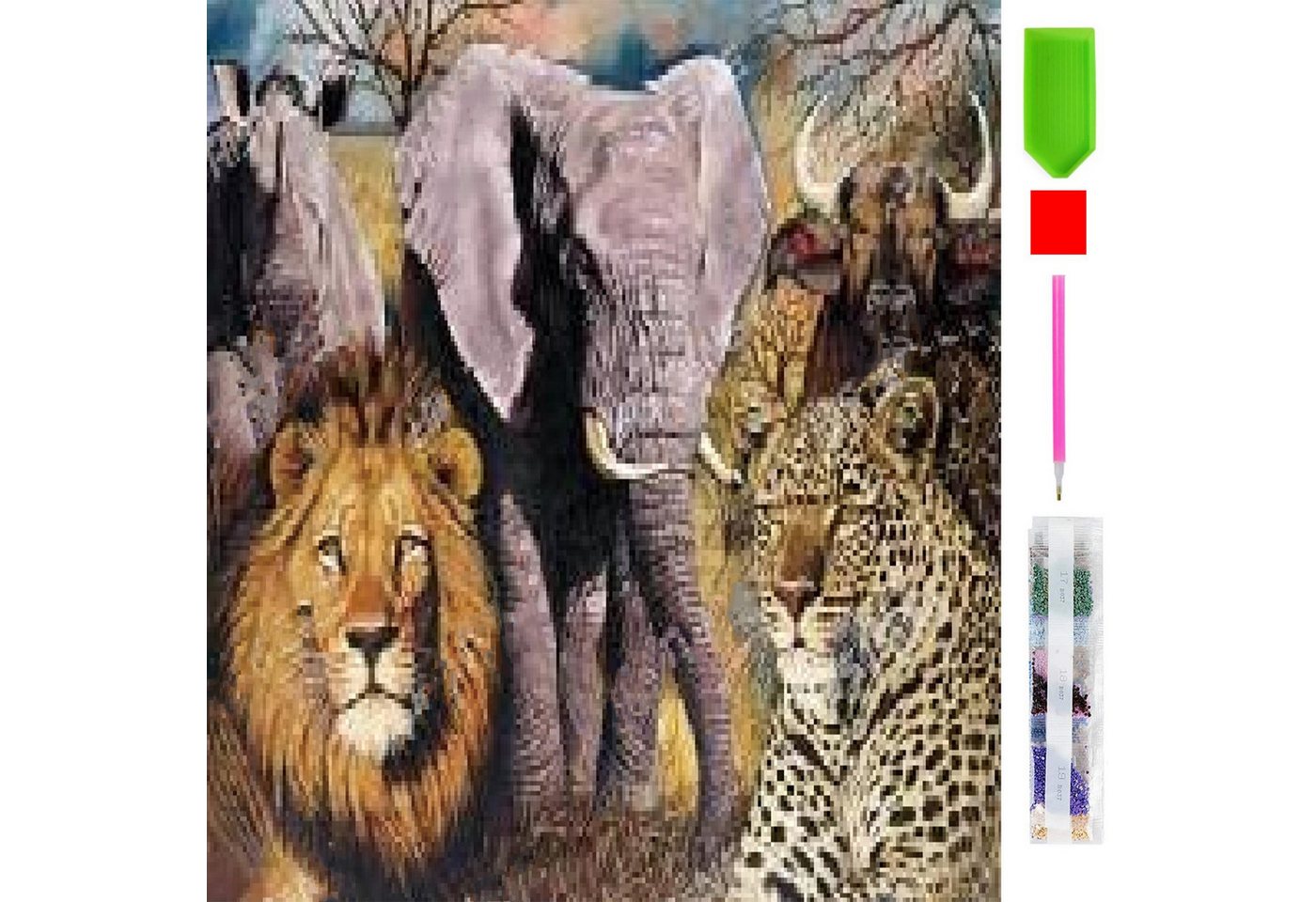 Thumbnail - LaCute Malen nach Zahlen XL 5d Diamond Painting Safari Malen nach Zahlen 50x65cm (Komplettset für 5D Diamond Painting in...