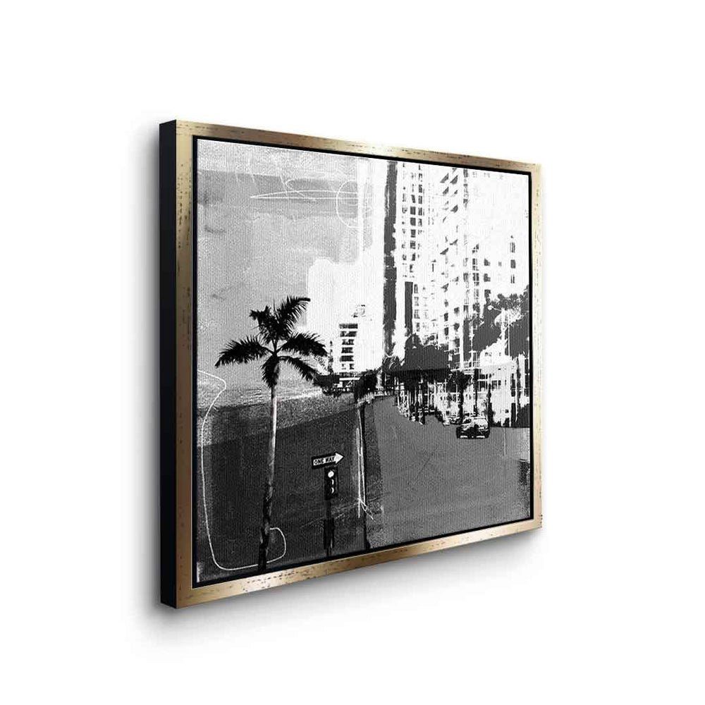 weiß quadratisch square Rahmen Vintage Vintage Miami, Wandbild DOTCOMCANVAS® schwarzer Leinwandbild Leinwandbild Miami schwarz