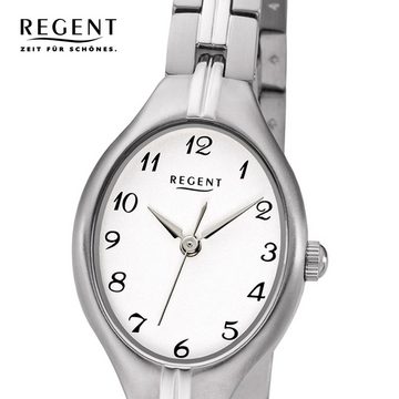 Regent Quarzuhr Regent Damen Uhr F-1162 Metall Quarz, (Analoguhr), Damen Armbanduhr oval, mittel (ca. 35mm), Metallarmband