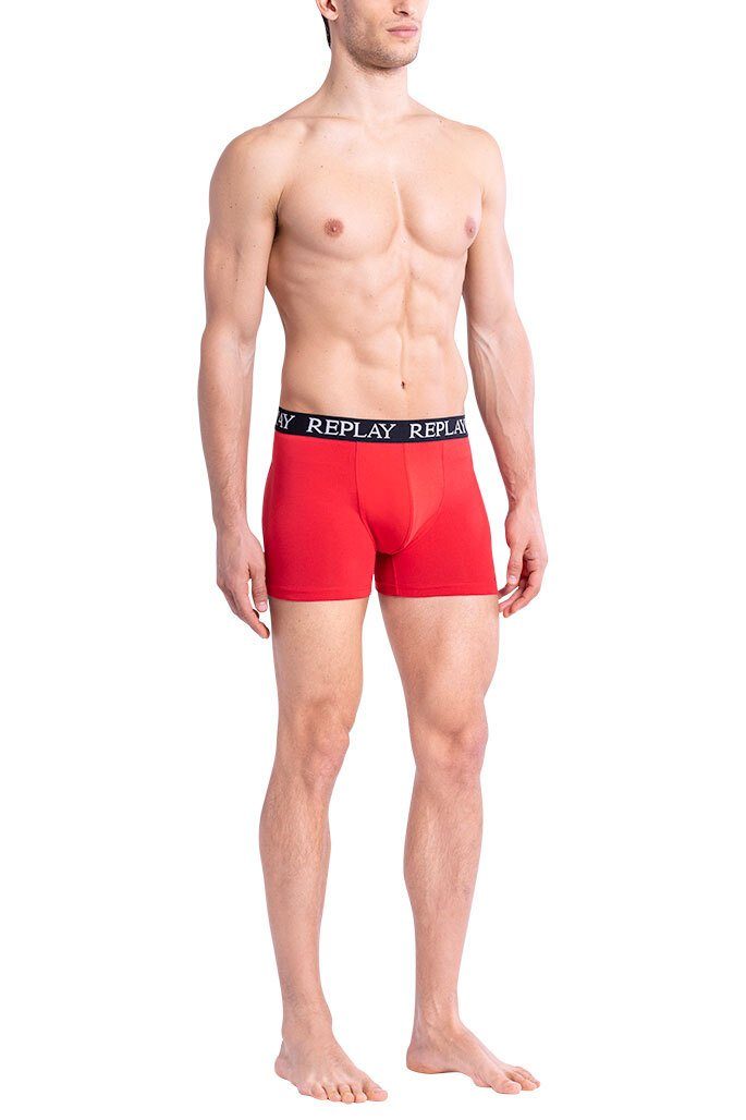 2er Cotton - Rot/Schwarz Replay Shorts, Trunks, Boxer Boxer Pack Herren
