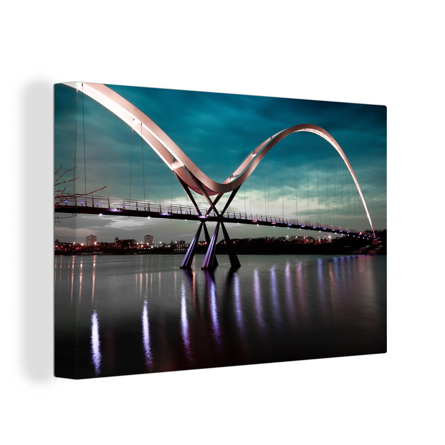 30x20 Brücke (1 St), Leinwandbild Aufhängefertig, Wandbild bei Leinwandbilder, Eine cm Nacht, Wanddeko, OneMillionCanvasses® moderne