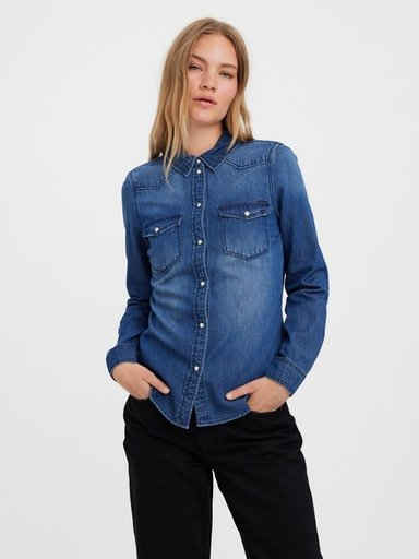Vero Moda Jeansbluse VMMARIA LS DENIM SLIM SHIRT MIX NEW