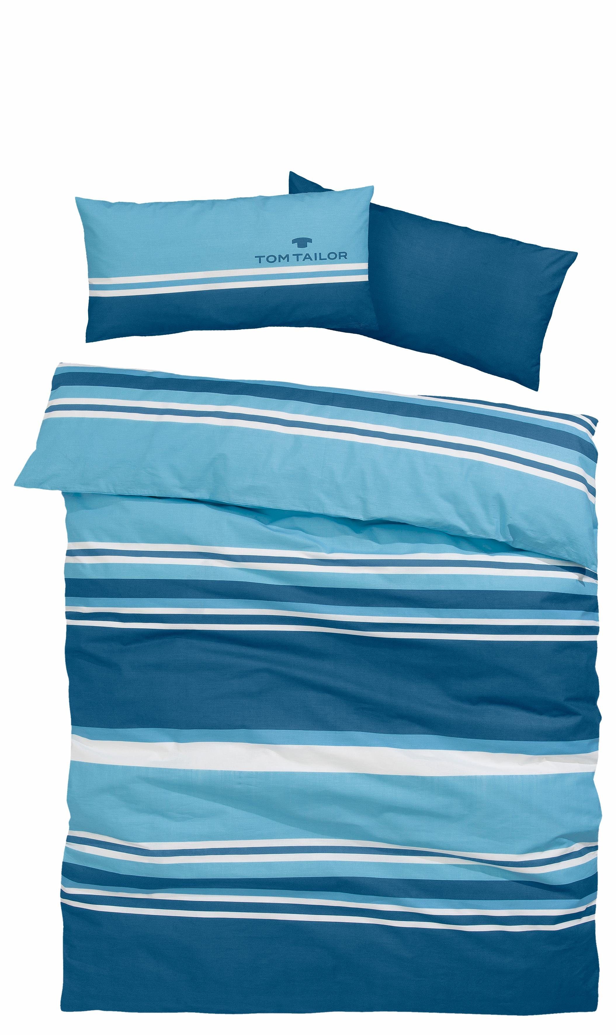 Bettwäsche Jun in Gr. 135x200 oder 155x220 cm, TOM TAILOR, Renforcé,  gestreifte Bettwäsche aus Baumwolle, Bettwäsche mit Reißverschluss