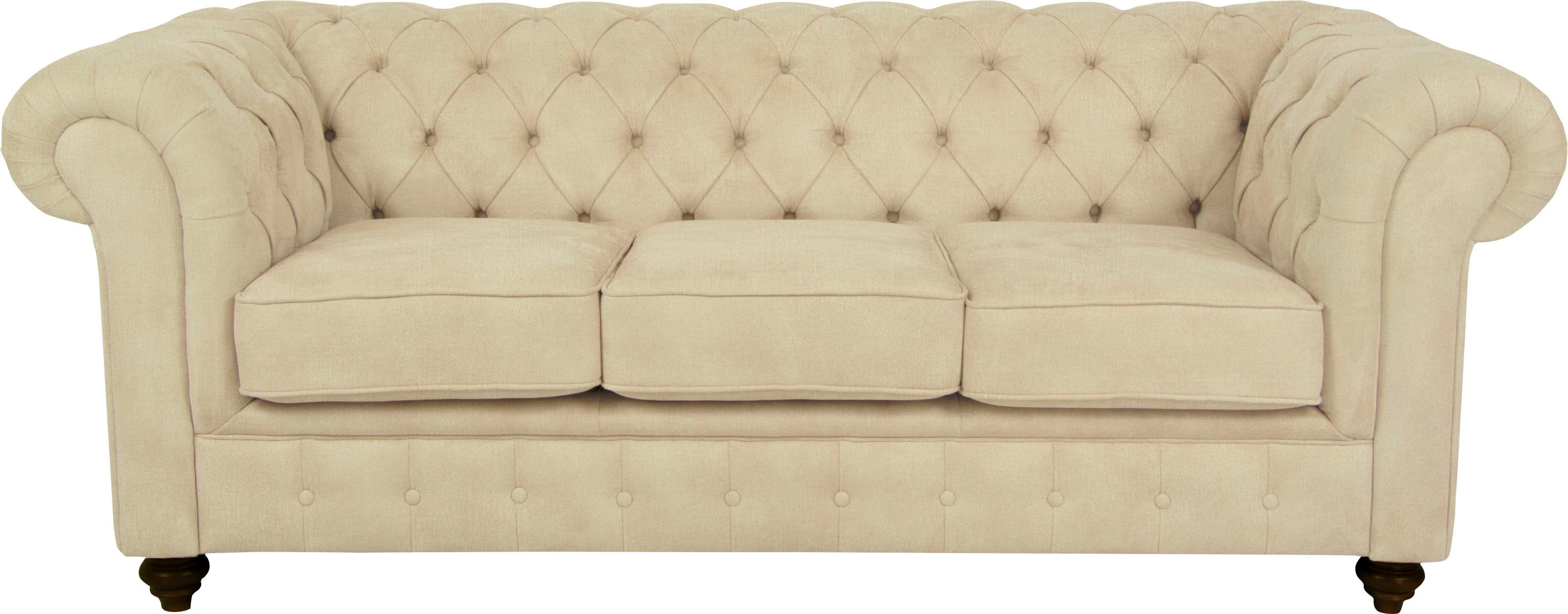 Home affaire Chesterfield-Sofa Duc 3-Sitzer, hochwertige Knopfheftung im Rücken, Samtoptik mit changierender Optik