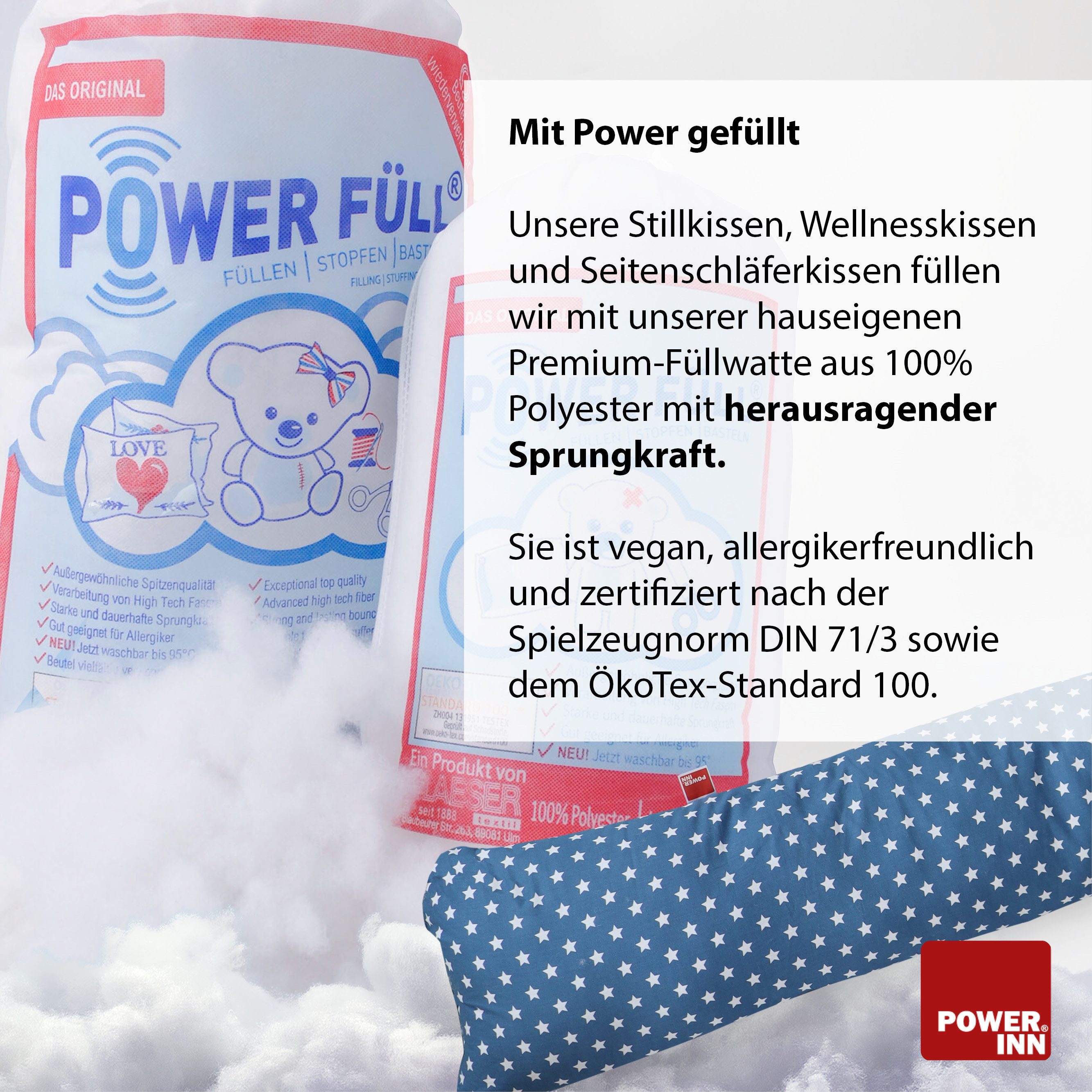 POWER INN Seitenschläferkissen POWER INN SLEEP DE LUXE Seitenschläferkissen, ca. 30x200cm, blau – Bild 5 von 5