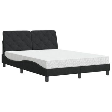 vidaXL Bett Bett mit Matratze Schwarz 140x200 cm Samt
