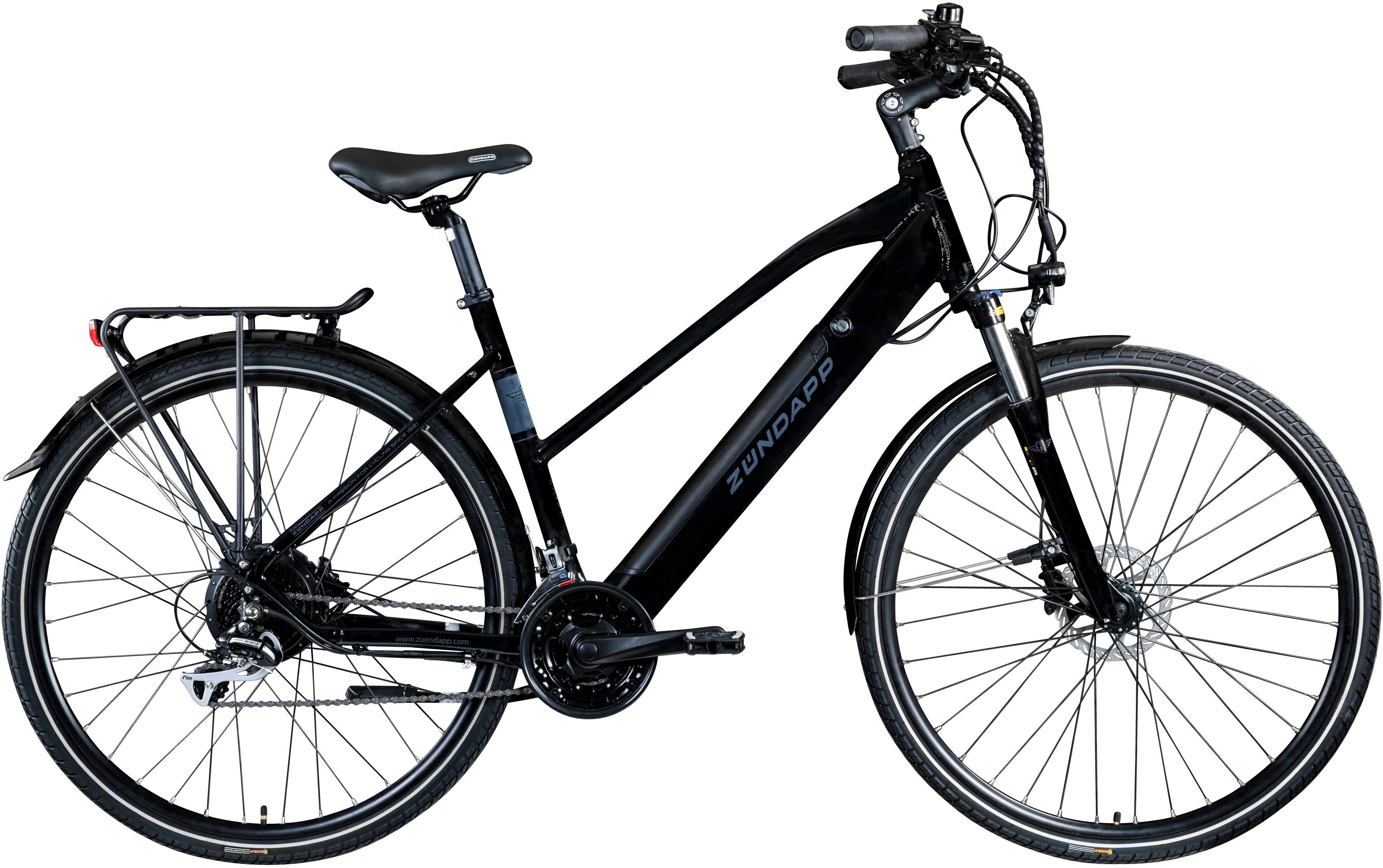 Zündapp E-Bike Z810, 24 Gang Shimano Altus RD-M310 Schaltwerk, Kettenschaltung, Heckmotor, 417,6 Wh Akku, Pedelec, Elektrofahrrad für Damen, Trekkingrad