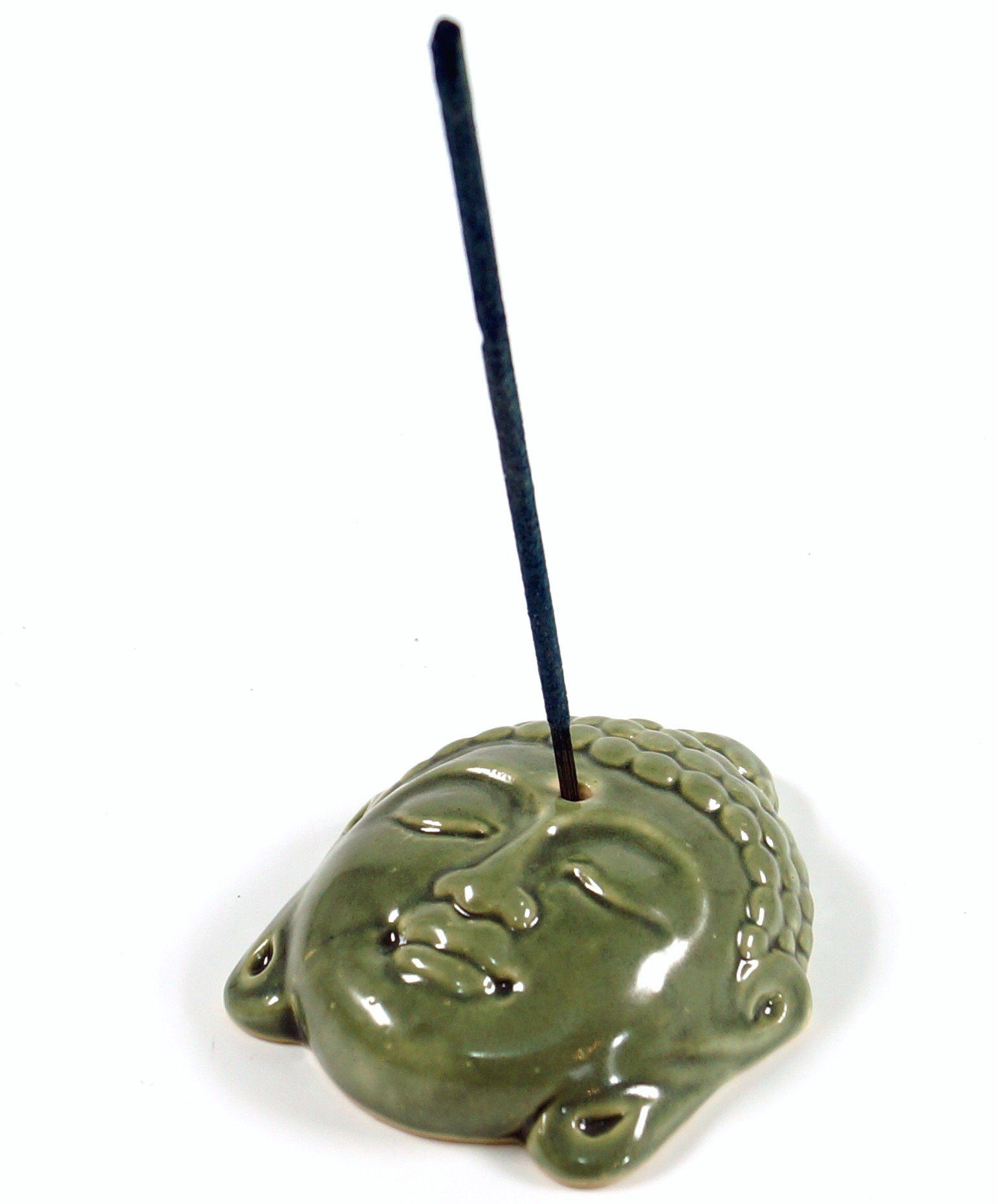Guru-Shop Räucherstäbchenhalter 13 Buddhakopf.. Modell Keramik Räucherstäbchen-Halter aus