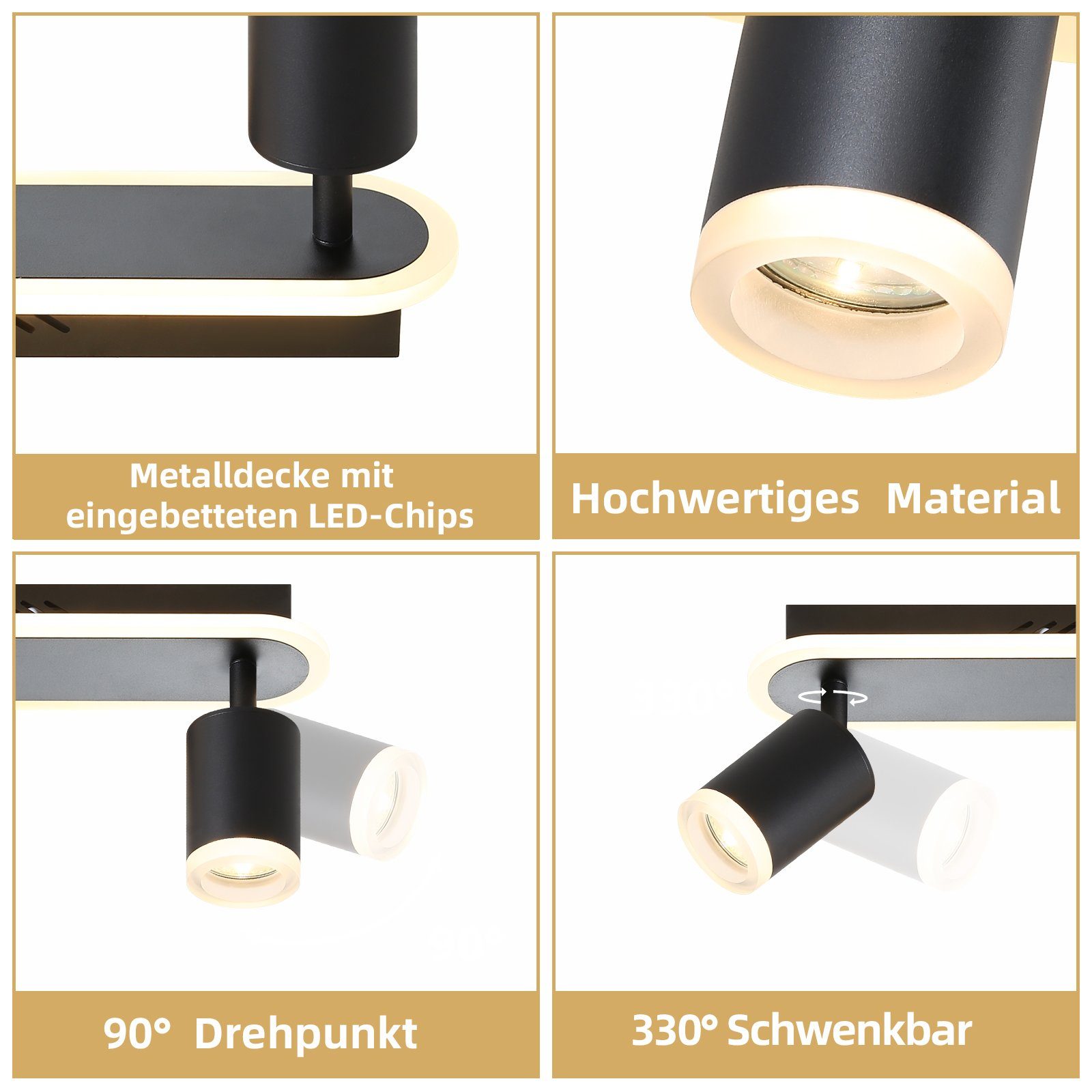 Nettlife LED Deckenstrahler Schwarz 2/3/4 Flammig günstig online kaufen