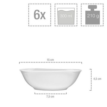 SÄNGER Müslischale Bilgola Müslischalen Set, Weiß, Porzellan, (Set, 6-tlg), 300 ml, spülmaschinengeeignet