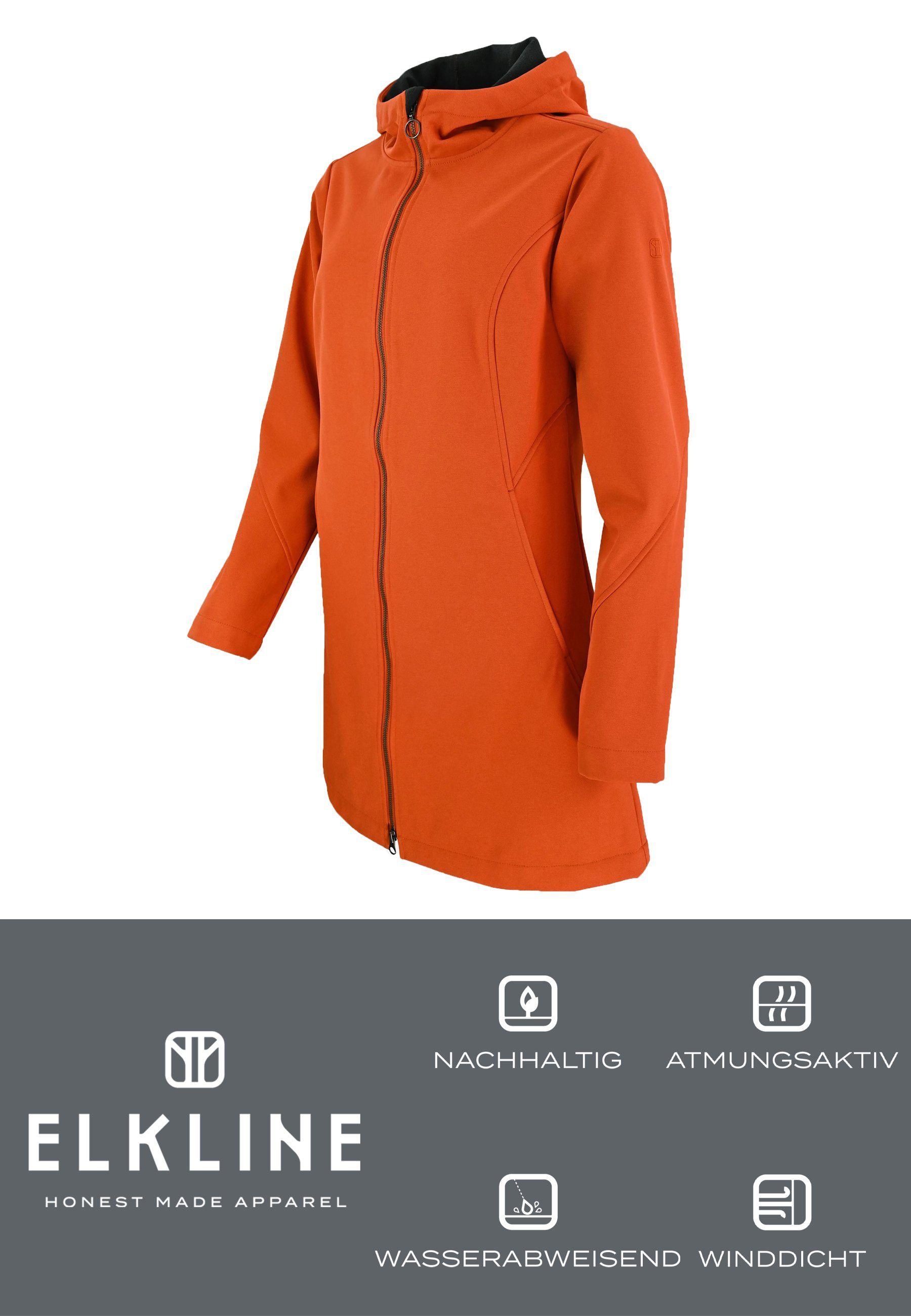 Elkline Softshelljacke Soft mandarin halblang Skills taillierte wasserabweisend Jacke