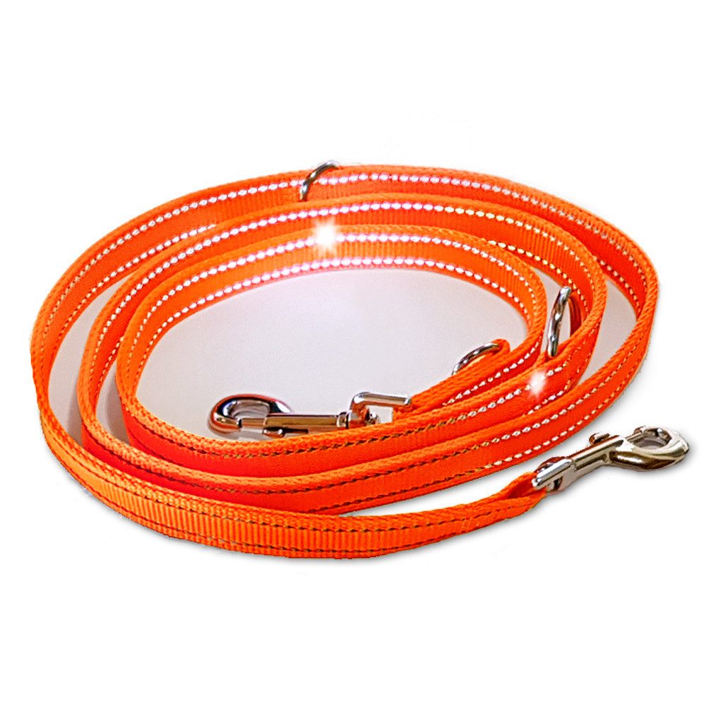 Activity4Dogs Hundeleine große Hunde, reflektierend, orange, 2 m, 3-fach verstellbar, über 4 mm dick, ohne Elektronik, made in Germany