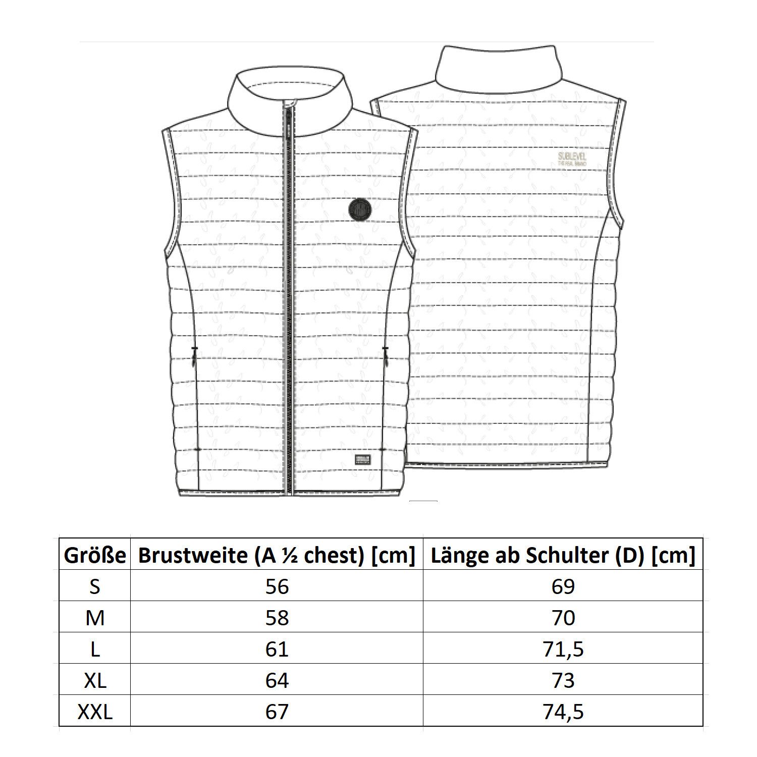 SUBLEVEL Steppweste Leichte Bodywärmer Outdoor Weste Übergangsjacke mit Stehkragen