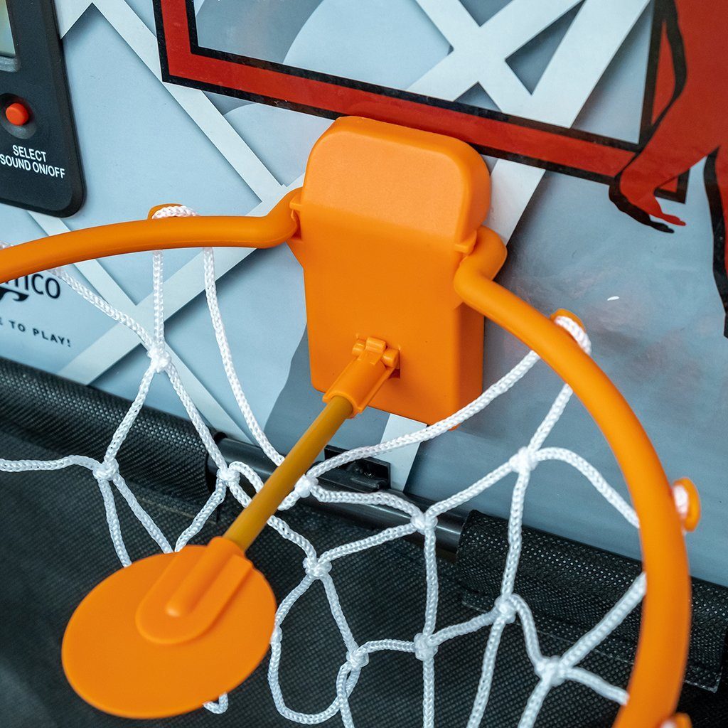 Indoor Spieler, für zusammenklappbar (1-St), 1-2 zur mit höhenverstellbar, Wurfspiel Arcade Carromco Basketballkorb Bällen, Basketball elektron. 4 LCD-Zähler, Türmontage