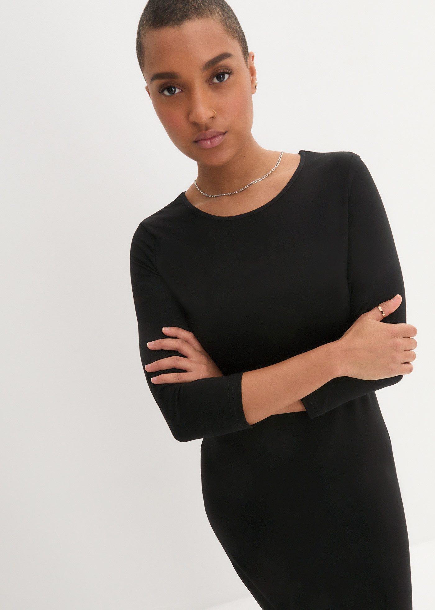 bonprix Shirtkleid (1-tlg) für den Alltag, aus leicht fließendem Material, mit 3/4-Ärmeln