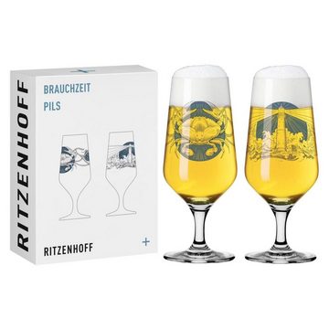 Ritzenhoff Bierglas Brauchzeit, Glas, Mehrfarbig H:18.3cm D:7.5cm Glas