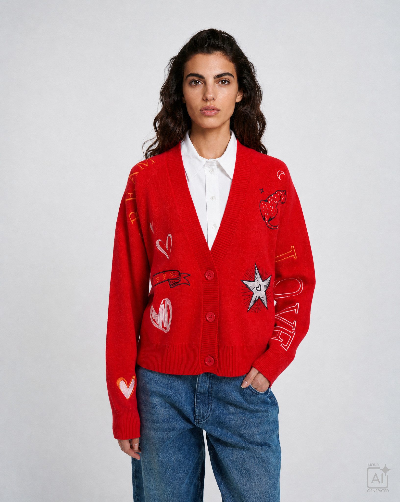 Milano Italy Cardigan mit Label-Applikation